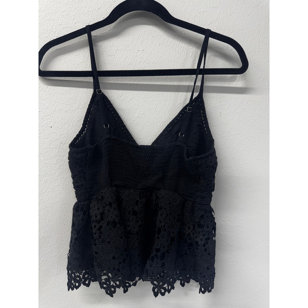 Abercrombie & Fitch Black Floral Lace Peplum Cami V-Neck Going Out Top Size M - Picture 14 of 16